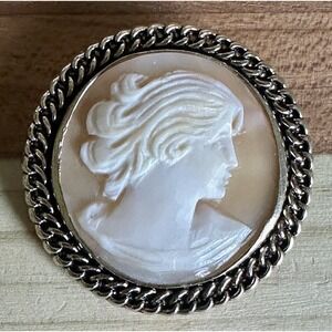 Vintage Catamore Shell Carved Cameo Pin Brooch 1.125 Inch 1/20 12k Gold Filled